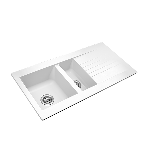 One & A Half Bowl Fibr Composite Kitchen Sink White