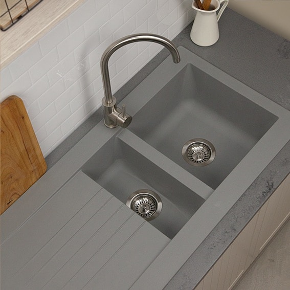 One & A Half Bowl Fibr Composite Kitchen Sink Grey