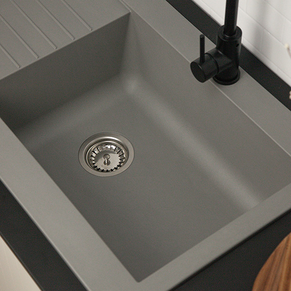 Single Bowl Fibre Composite Kitchen Sinks Grey