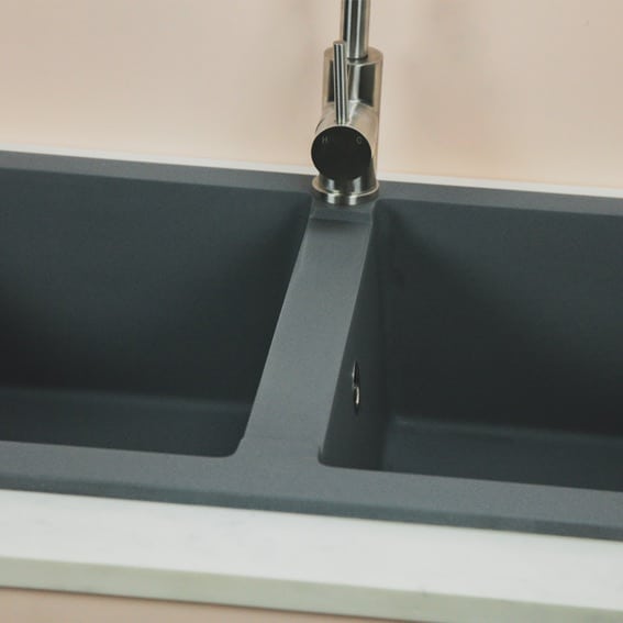 Double Drainer Granite Kitchen Sink Concrete Grey