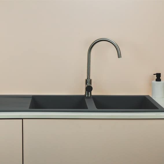 Double Drainer Granite Kitchen Sink Concrete Grey