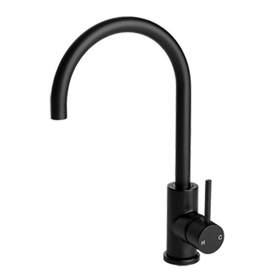 gooseneck kitchen mixer in black