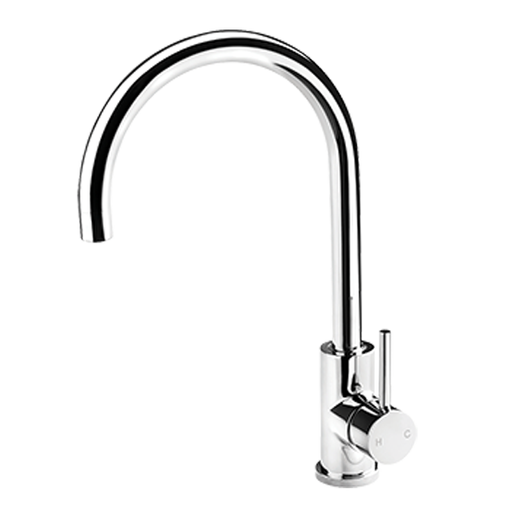 gooseneck kitchen mixer in chrome