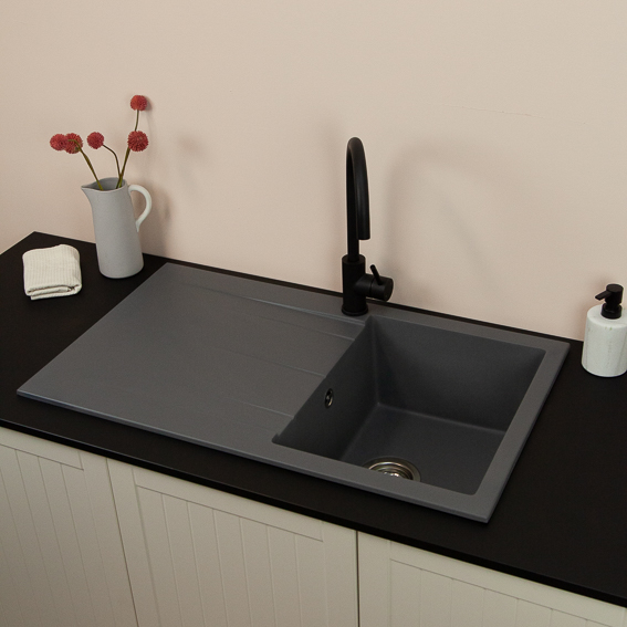 Single Bowl Granite Kitchen Sink Concrete Grey