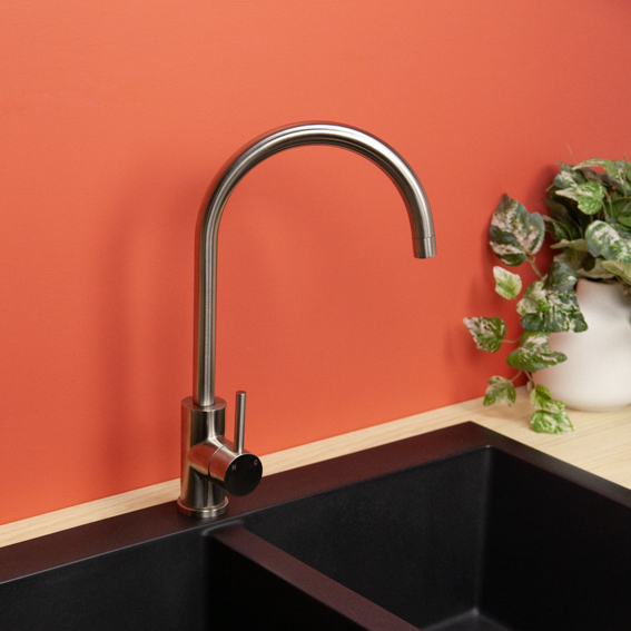 stainless steel gooseneck tap for kitchen sink