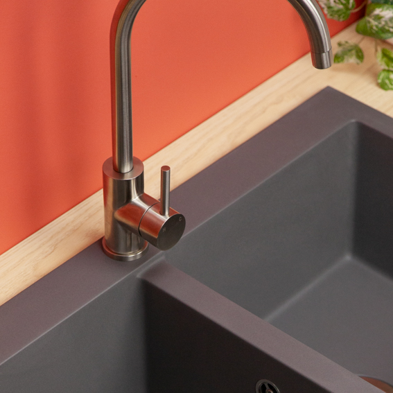stainless steel gooseneck kitchen tap mixer