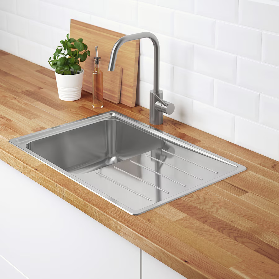 image of single bowl stainless steel sink