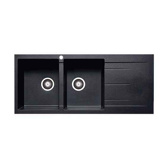 Double Drainer Granite Kitchen Sink Carbon Black