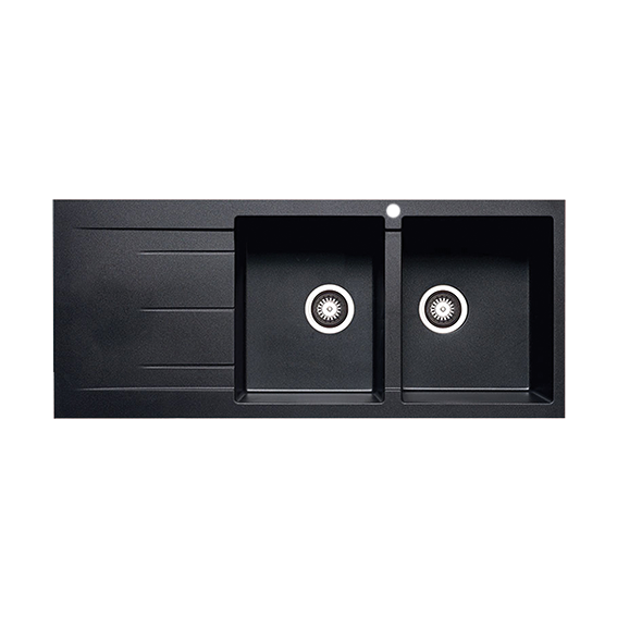 Double Drainer Granite Kitchen Sink Carbon Black