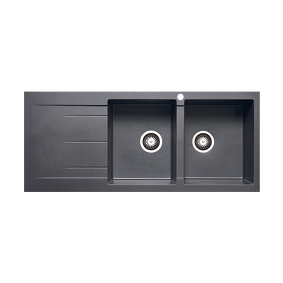 Double Drainer Granite Kitchen Sink Concrete Grey