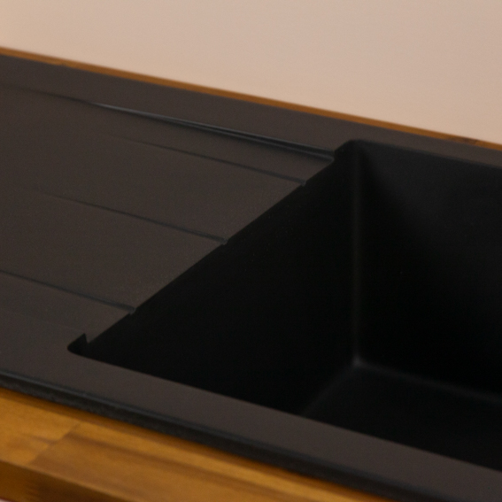 Double Drainer Granite Kitchen Sink Carbon Black