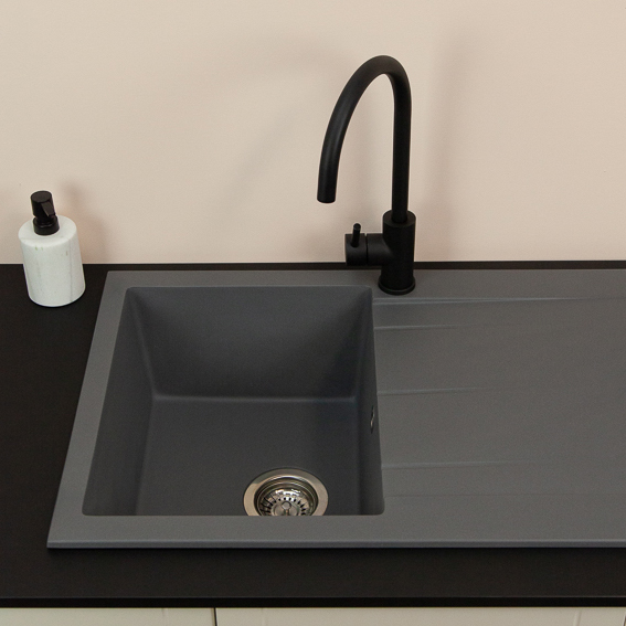 Single Bowl Granite Kitchen Sink Concrete Grey