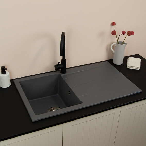 Single Bowl Granite Kitchen Sink Concrete Grey