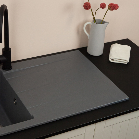 Single Bowl Granite Kitchen Sink Concrete Grey